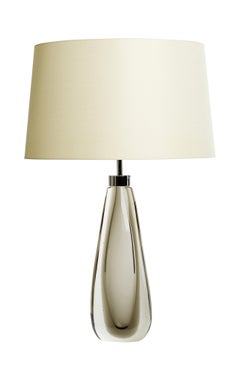 Mouth blown Sommerso Murano Glass Table lamps in Cristallo and Steel Grey glass