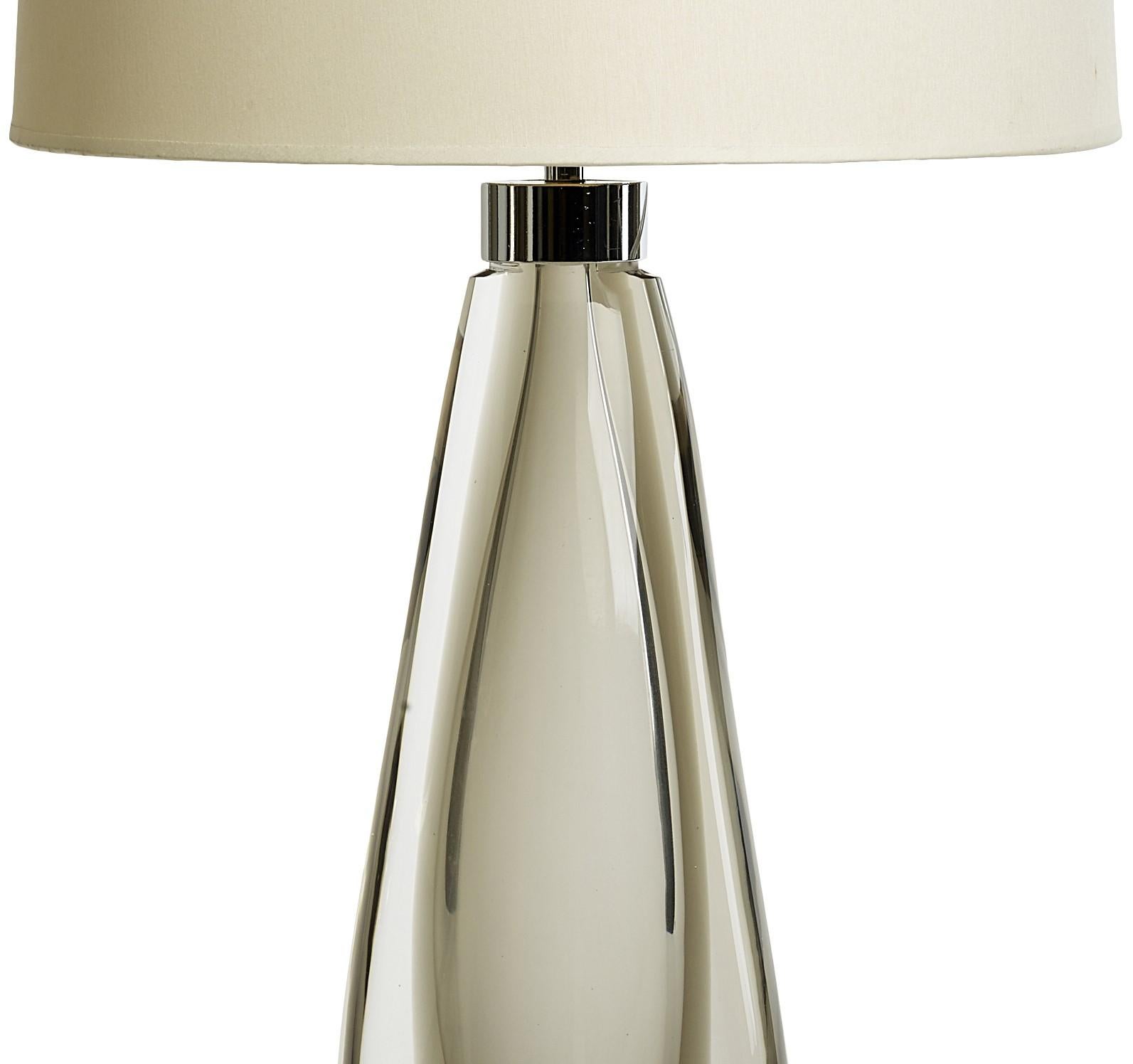 Italiano Lampade da tavolo in vetro di Murano Glass Sommerso soffiato a bocca in Cristallo e Grigio Acciaio in vendita