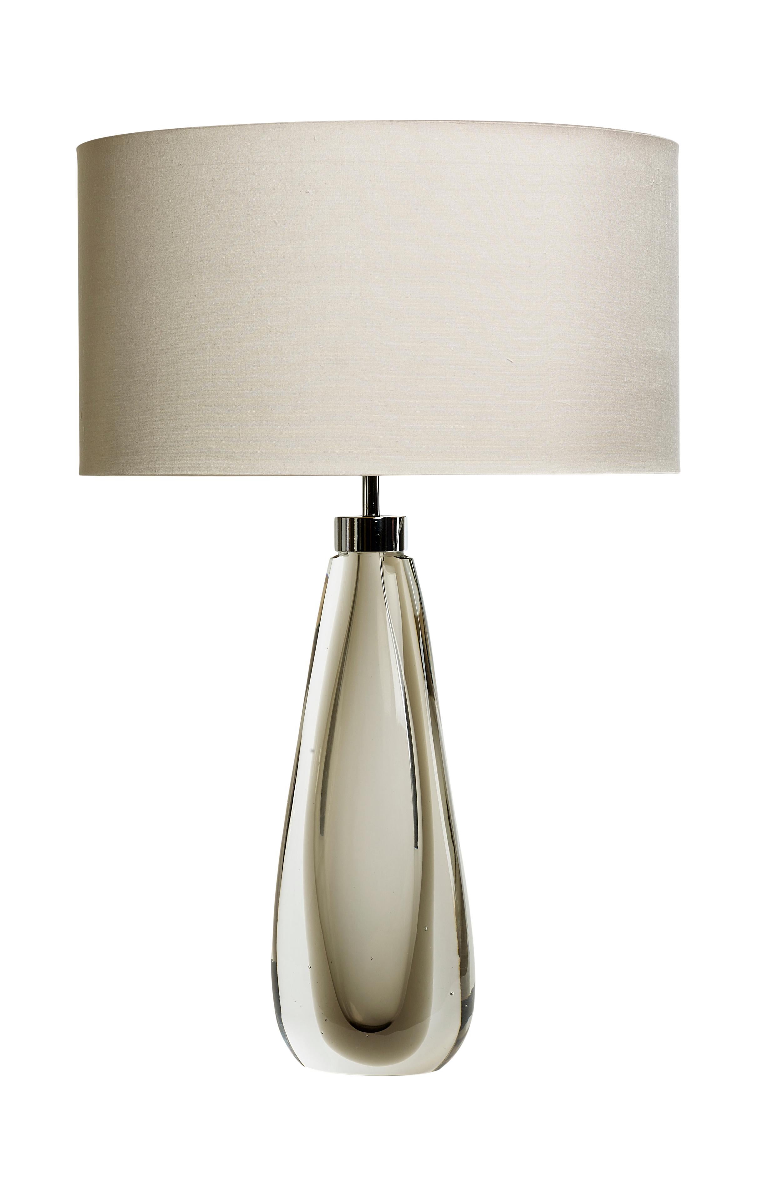 Cotto in fornace Lampade da tavolo in vetro di Murano Glass Sommerso soffiato a bocca in Cristallo e Grigio Acciaio in vendita
