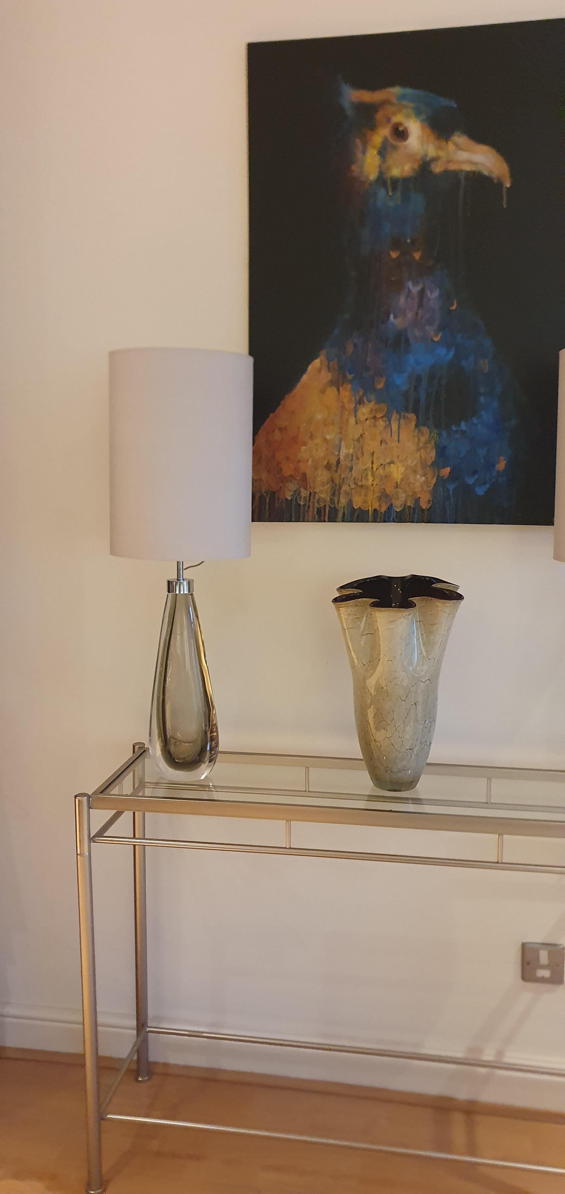 Lampade da tavolo in vetro di Murano Glass Sommerso soffiato a bocca in Cristallo e Grigio Acciaio In condizioni Nuovo in vendita a London, GB