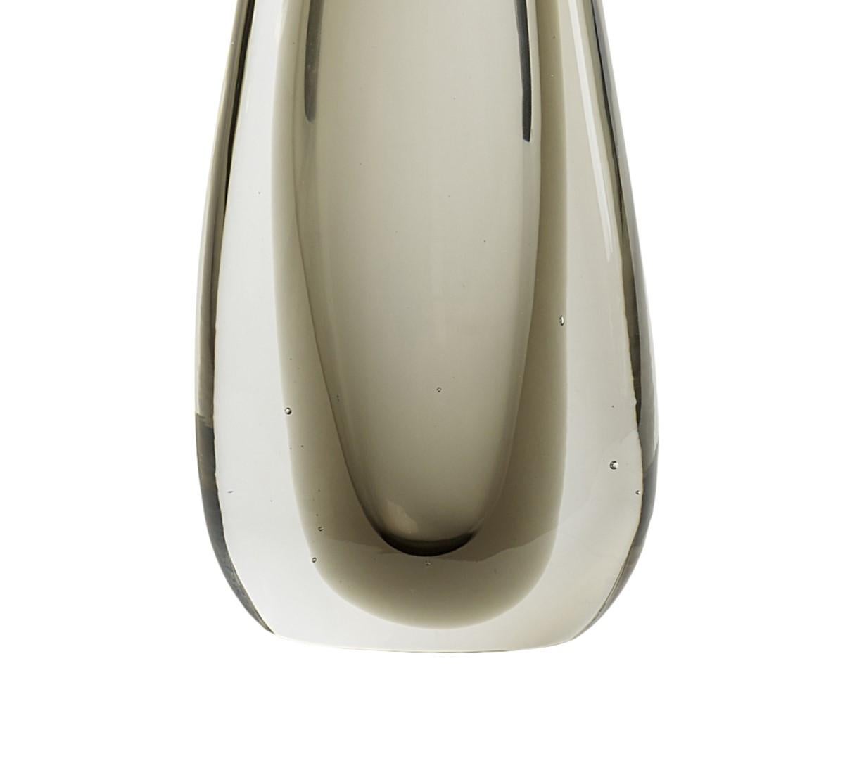 XXI secolo e contemporaneo Lampade da tavolo in vetro di Murano Glass Sommerso soffiato a bocca in Cristallo e Grigio Acciaio in vendita