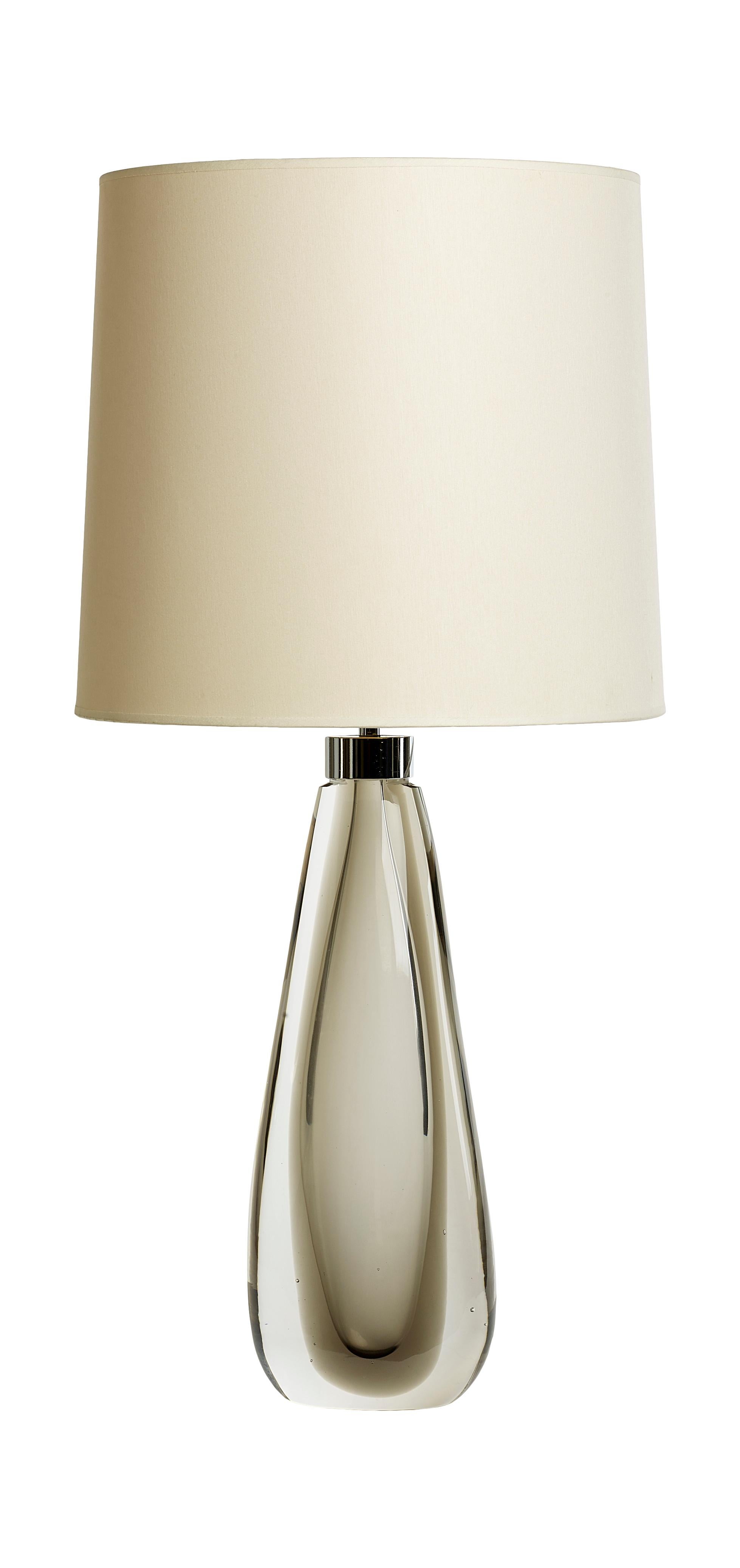Vetro soffiato Lampade da tavolo in vetro di Murano Glass Sommerso soffiato a bocca in Cristallo e Grigio Acciaio in vendita