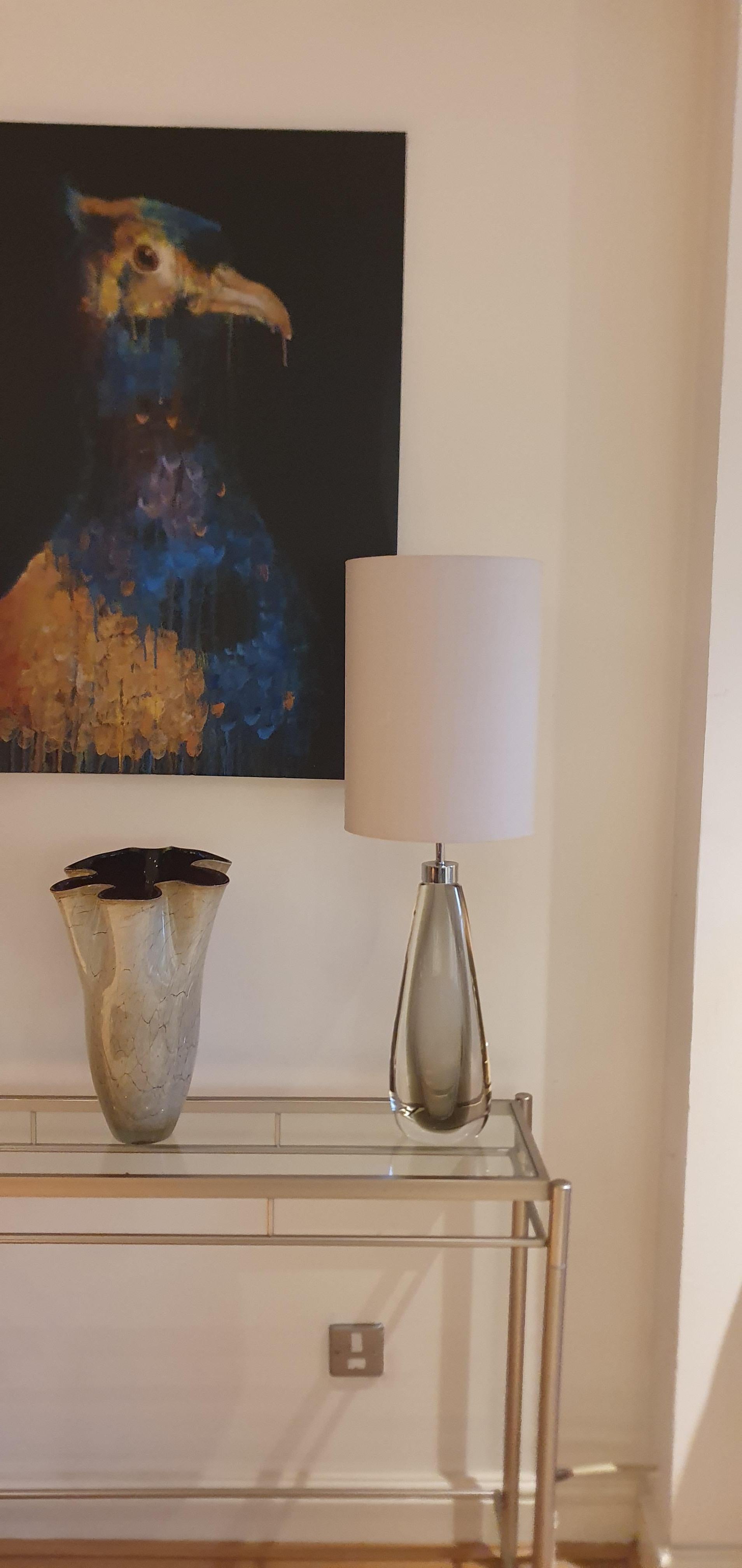 Lampade da tavolo in vetro di Murano Glass Sommerso soffiato a bocca in Cristallo e Grigio Acciaio in vendita 1