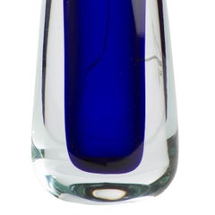 Mouth blown Sommerso Murano Glass Table lamps in Cristallo, Blue & Nickel