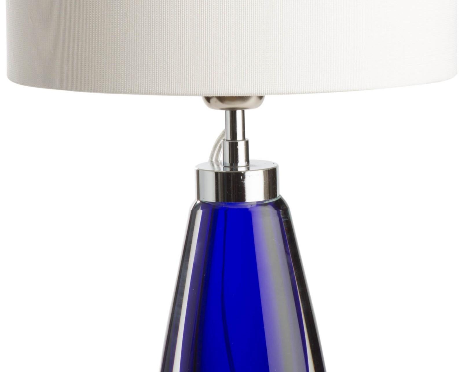 Italiano Lampade da tavolo in vetro di Murano Glass Sommerso soffiato a bocca in Cristallo, Blu e Nichel in vendita