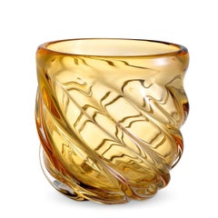 Mouth-Blown Yellow Glass Vase.