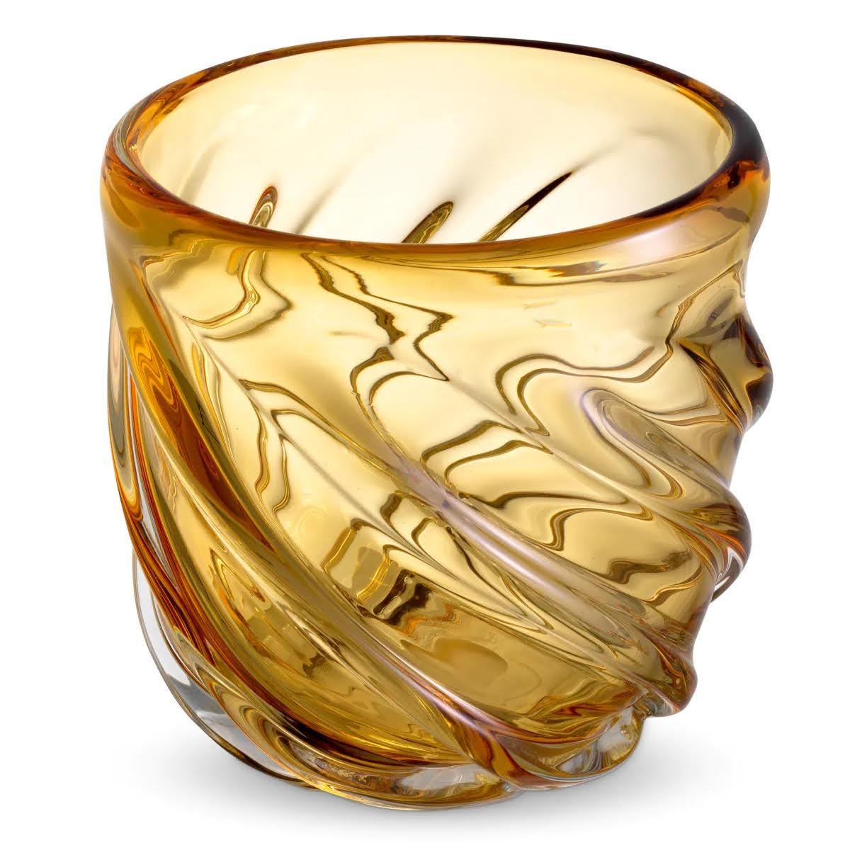 Modern Mouth-Blown Yellow Glass Vase. For Sale