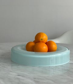 Mouthblown Glass Bowl from Bohemian Crystal, Seladon Blue by Ursula Futura