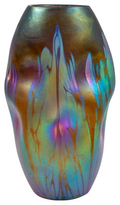 Mouthblown Glass Vase Austrian Jugendstil Brown circa 1901 Johann Loetz-Witwe