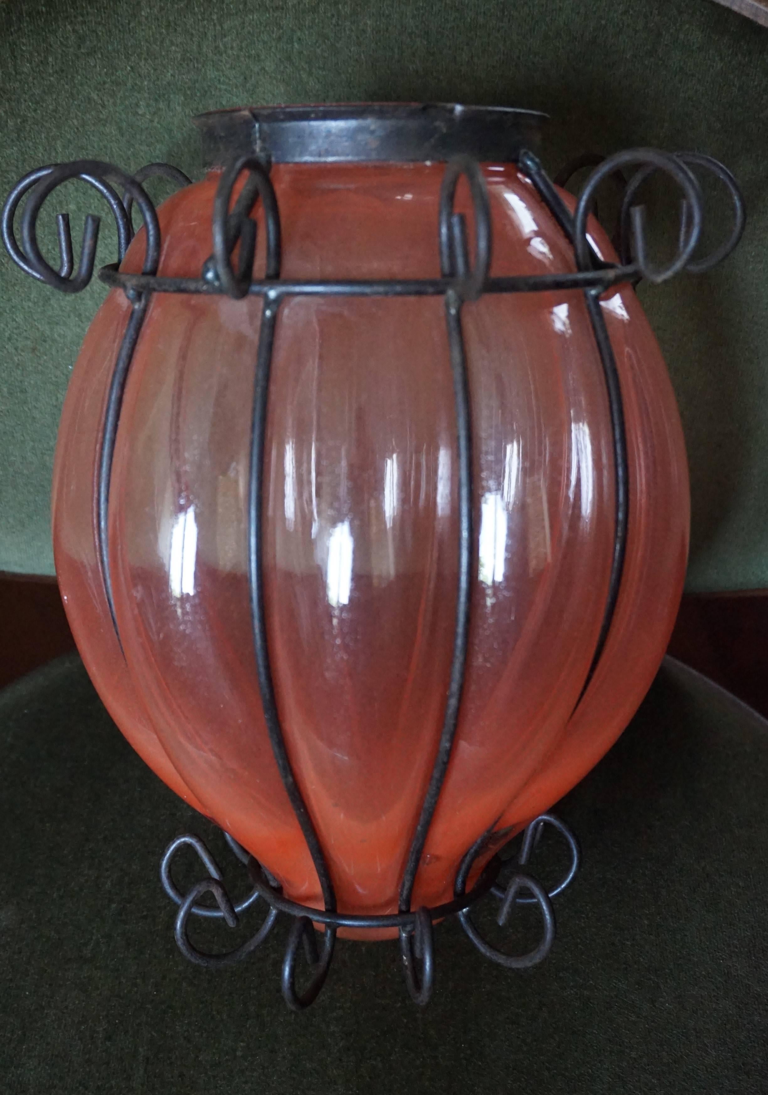 Lampe à suspension vintage en verre vénitien de Murano soufflé à la bouche, coloré et épais, vers 1950 en vente 7