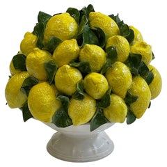 Mouthwatering Italian Large Centerpiece of Lemons in White Bowl