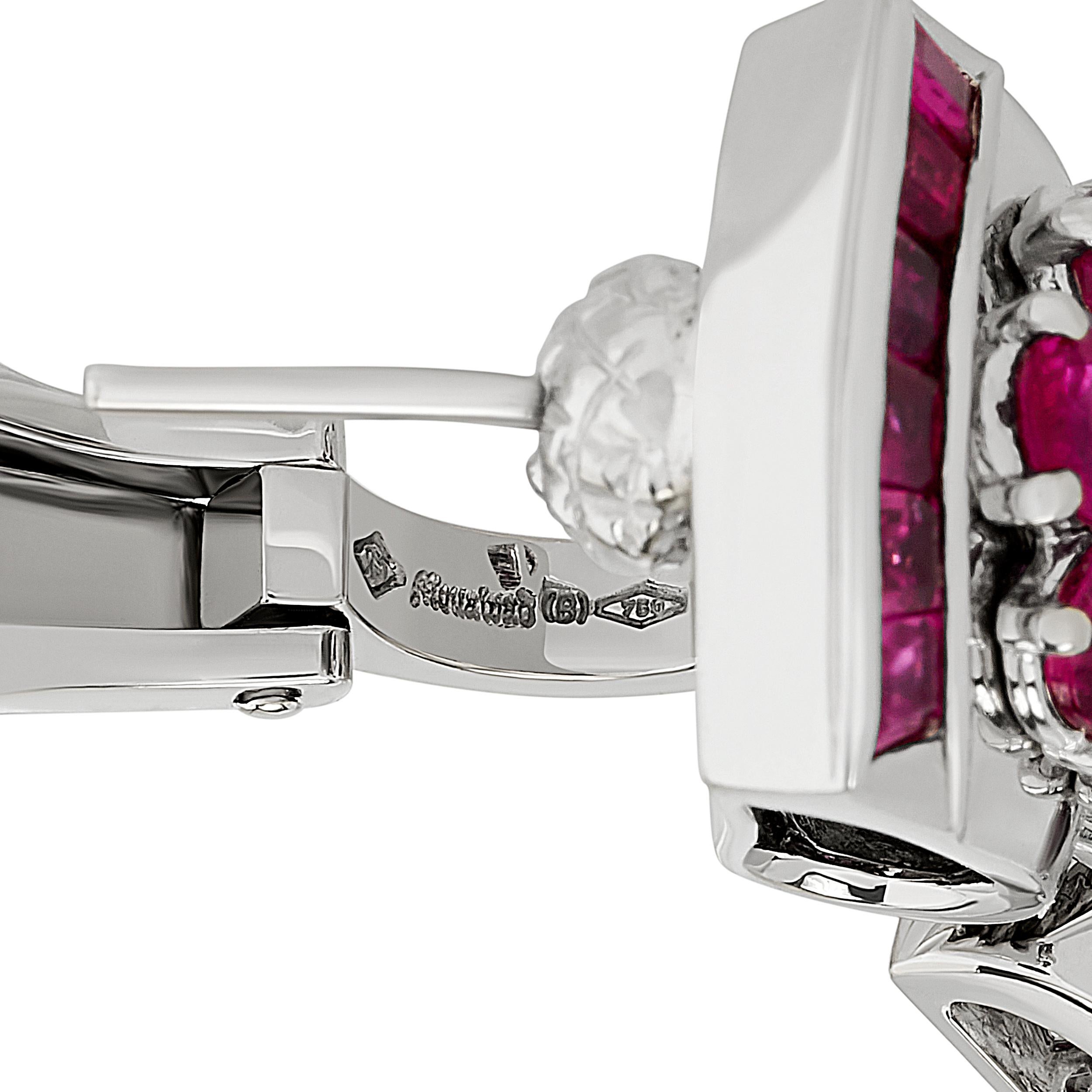 Mouwad 18 Karat White Gold Ruby and Diamond Suite with Wooden Box 4