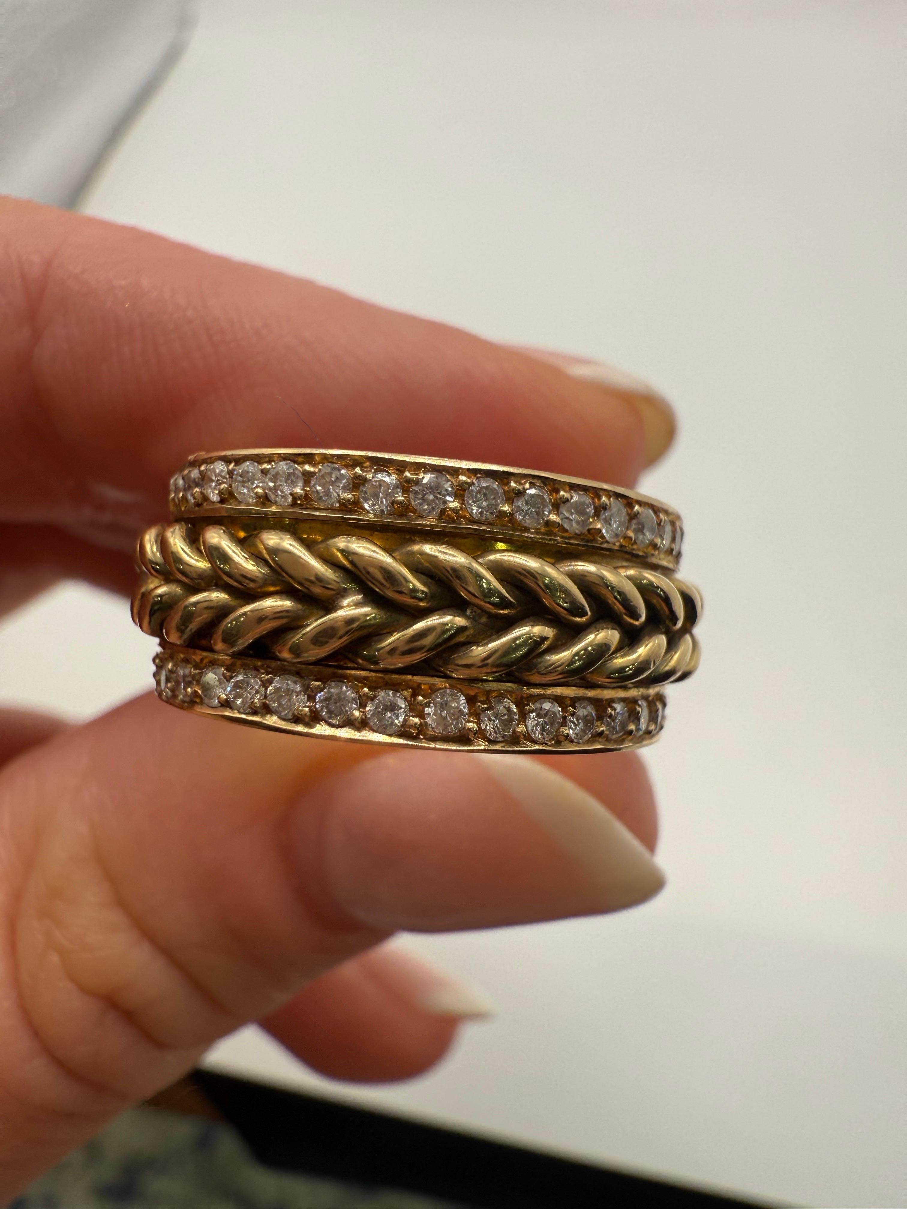 MOVABLE Geflochtener Diamantring 18KT Gelbgold Diamantring Größe 6.5 im Angebot 3
