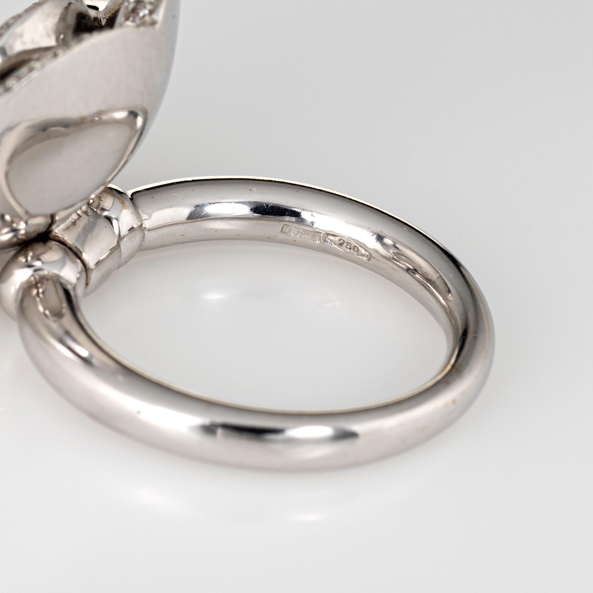 Movable Flower Diamond Ring Enamel Vintage Cocktail 18 Karat White Gold Jewelry 1