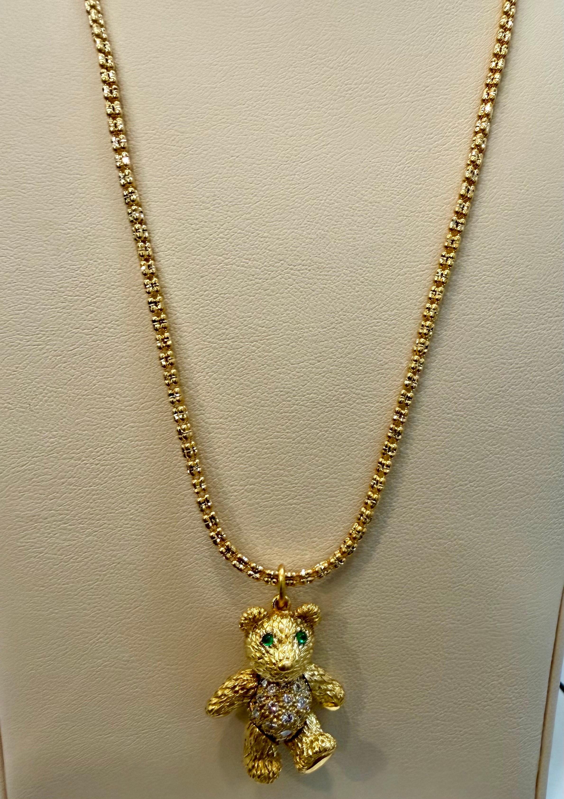 Movable Teddy Bear + Diamonds Vintage 18 Karat Yellow Gold 27.7 Gm + 19