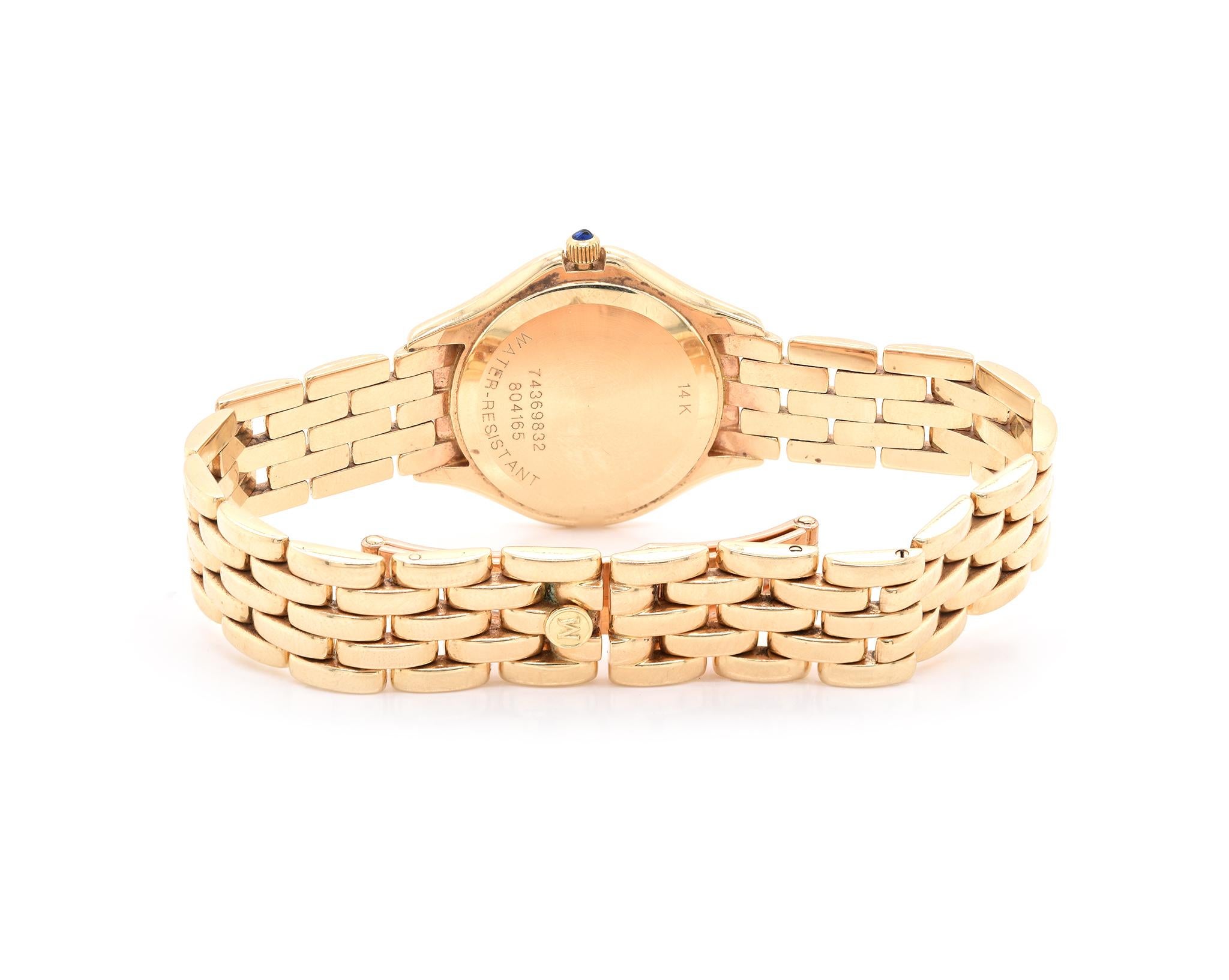 Movado 14 Karat Yellow Gold Classic Ladies Wrist Watch In Excellent Condition In Scottsdale, AZ