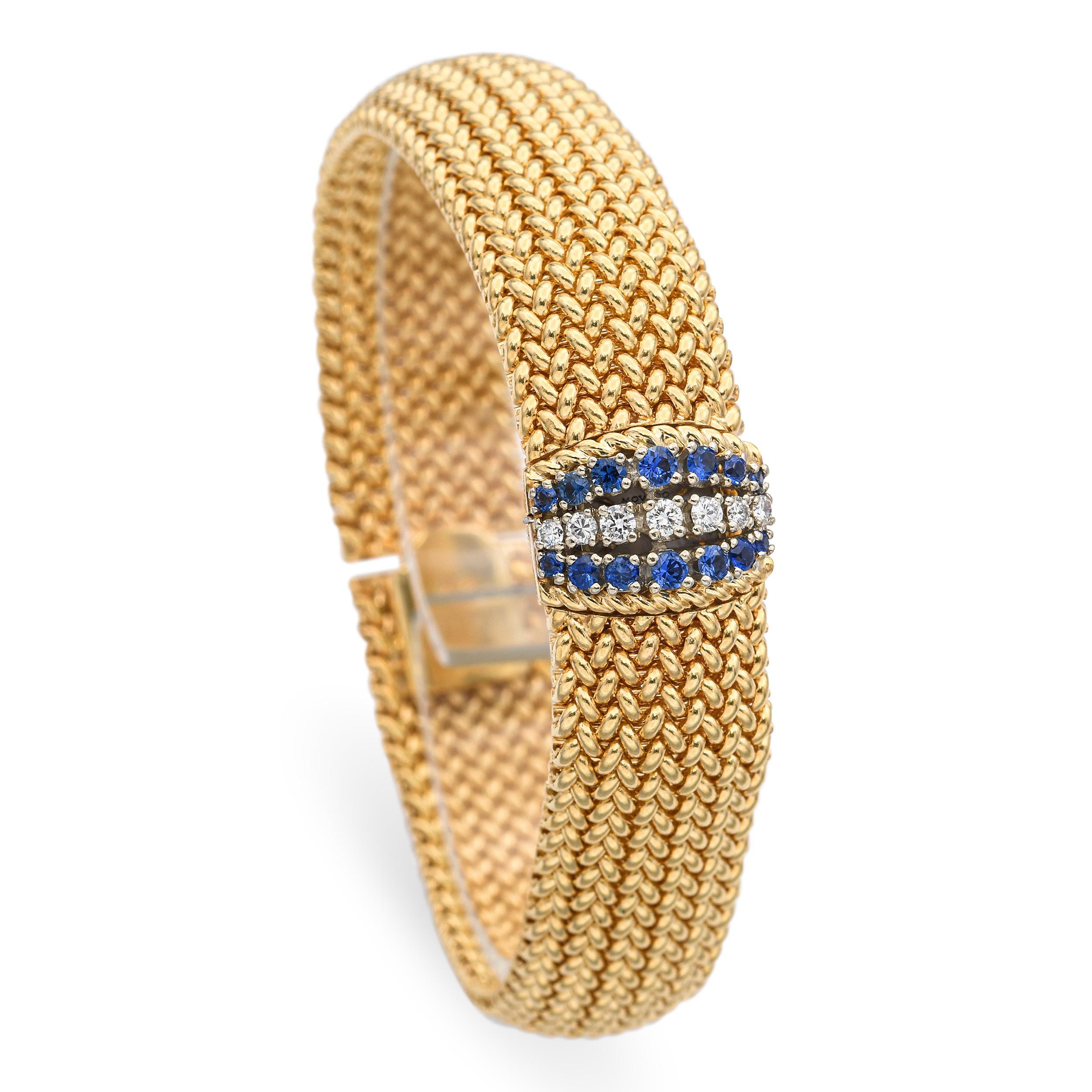 Orologio da donna Movado con quadrante nascosto in oro giallo 14k con diamanti e zaffiri in vendita 1