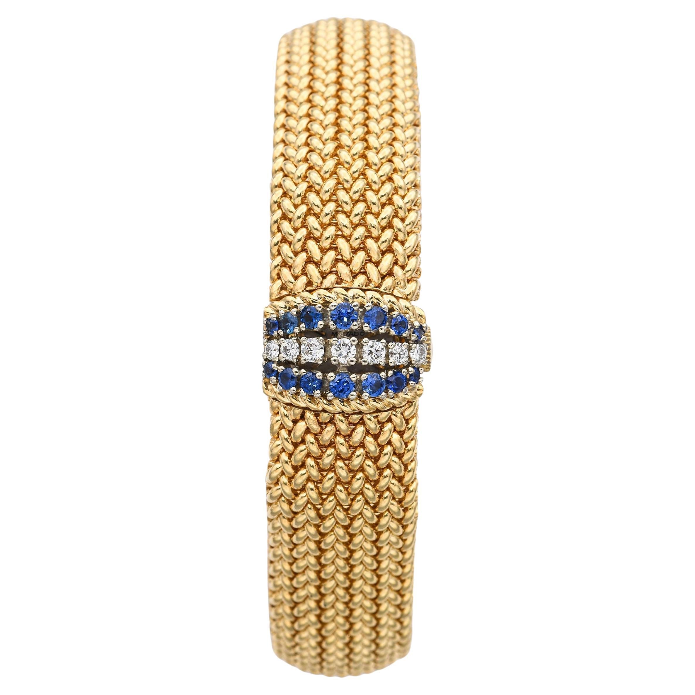 Reloj Movado Oro Amarillo 14k Zafiro Diamante Esfera Oculta Mujer