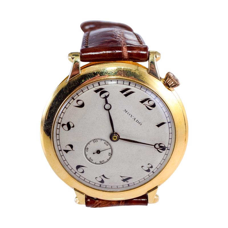 Movado 14Kt. Solid Gold Art Deco Oversized Watch from 1920's with Original Dial  For Sale 1
