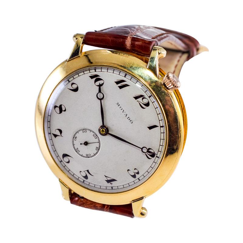 Movado 14Kt. Solid Gold Art Deco Oversized Watch from 1920's with Original Dial  For Sale 2