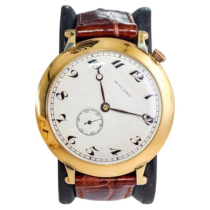 Movado 14Kt. Massive Gold Art Deco übergroße Uhr aus den 1920er Jahren mit Original-Zifferblatt  im Angebot