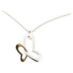 Movado 18 Karat Gold and Sterling Silver Double Open Heart Necklace