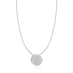 Movado 18 Karat White Gold Pave Diamond Disc Necklace