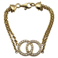 Movado 18 Karat Yellow Gold and Diamond Double Circle Bracelet