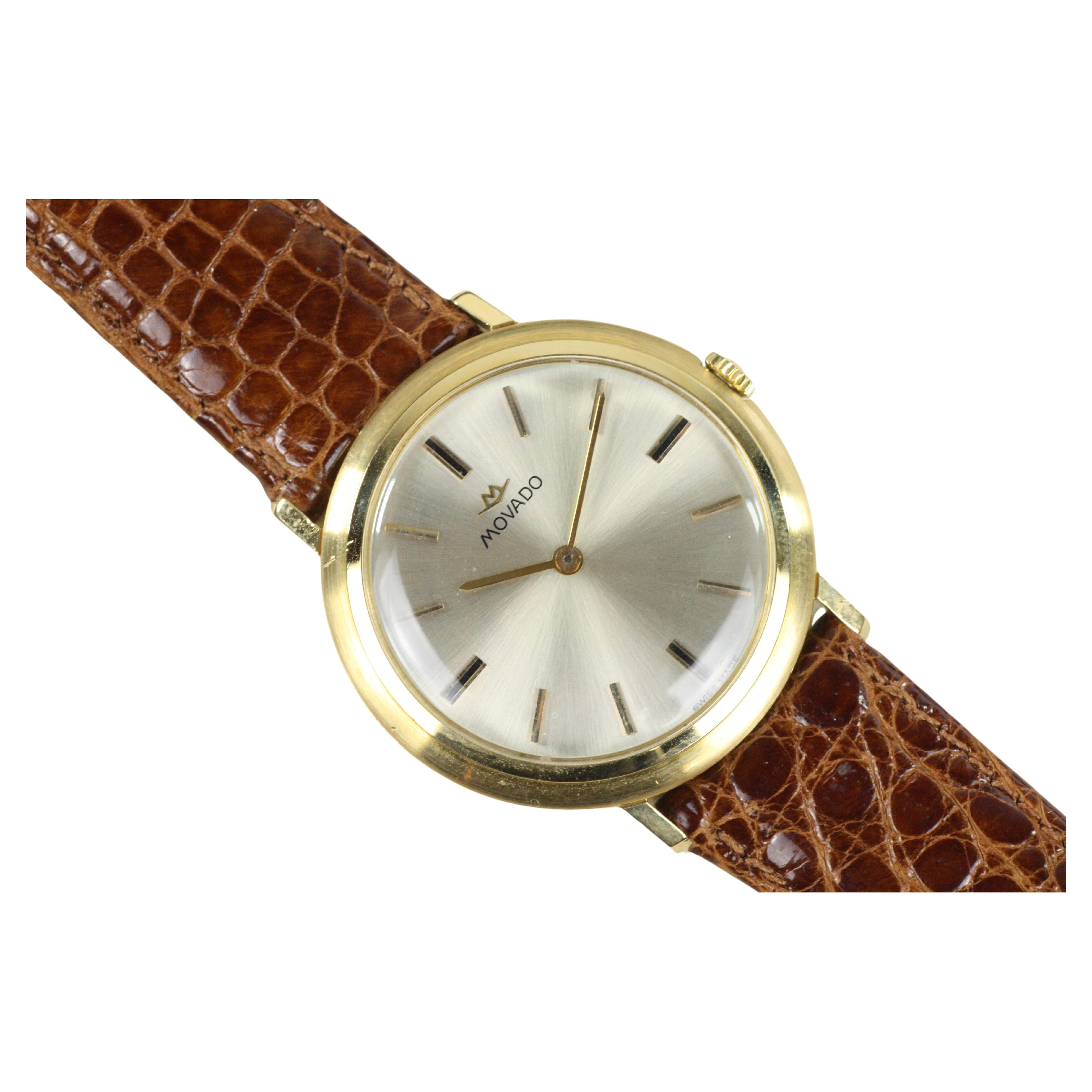 Movado Montre-bracelet pour homme en or fin 18 carats, montre-bracelet 17J à remontage manuel