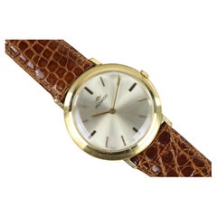 Reloj de pulsera de caballero Movado de oro fino de 18 quilates, Reloj de pulsera fino 17J de cuerda manual