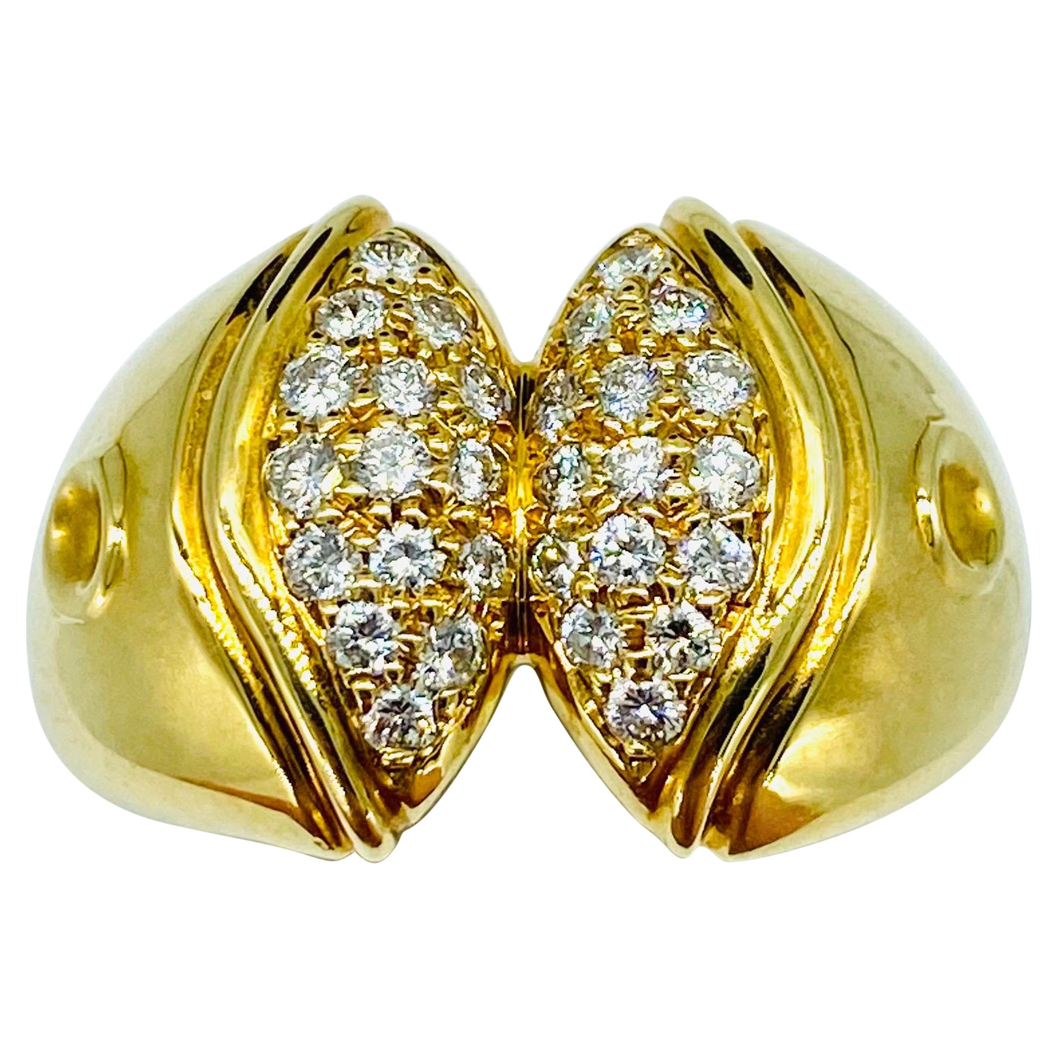 Anello Movado in oro 18 carati e diamanti di purezza F-G/VS da 0,90 carati in vendita