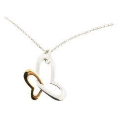 Movado 18 Karat Gold and Sterling Silver Double Open Heart Necklace