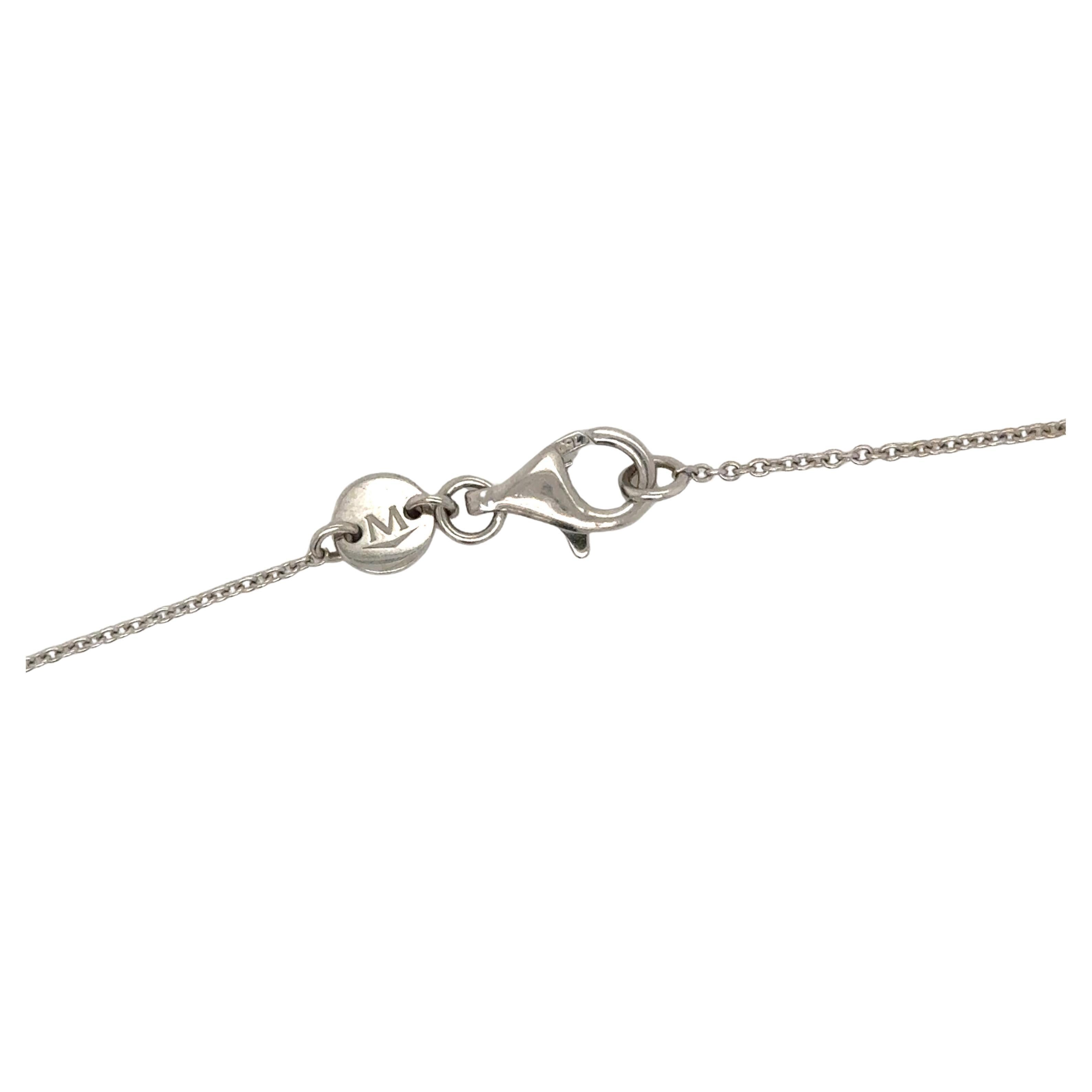 Movado 18k White Gold Black & White Diamond Peace Sign Necklace In Excellent Condition In MIAMI, FL