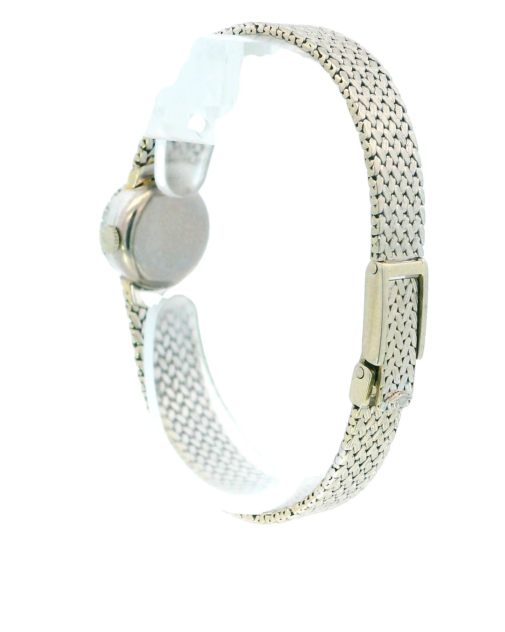 Women's Movado 18K White Gold & Diamond Bezel Mesh Bracelet Ladies Watch For Sale