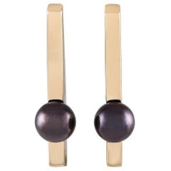 Movado 18K Yellow Gold 0.05ct Diamond and Pearl Earrings MO03-121823