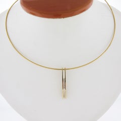 Movado 18K Yellow Gold 0.10ctw Diamond Drop Slide Pendant Wire Collier Necklace