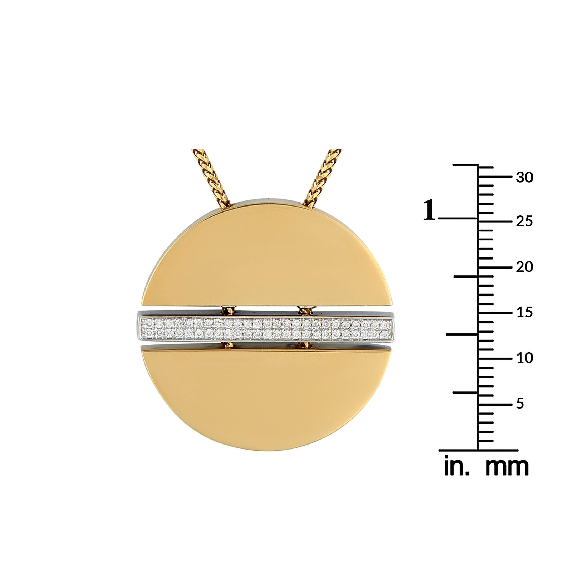 Movado 18K Yellow Gold 0.25ct Diamond Necklace In Excellent Condition For Sale In Southampton, PA