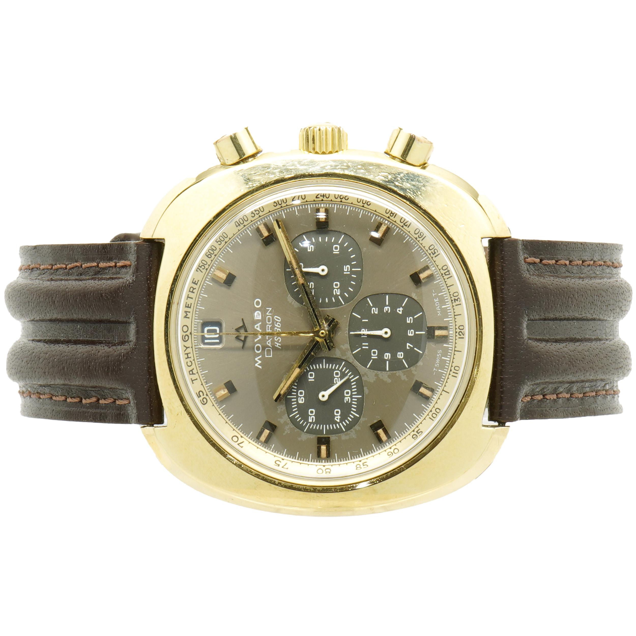 Movement: automatic
Function: hours, minutes, seconds, chronograph
Case: 38mm wide case
Dial: Grey stick with subdials
Bracelet: Brown leather strap 
Reference: Datron HS360

No Box or Paperwork is included.
Guaranteed to be authentic by seller.