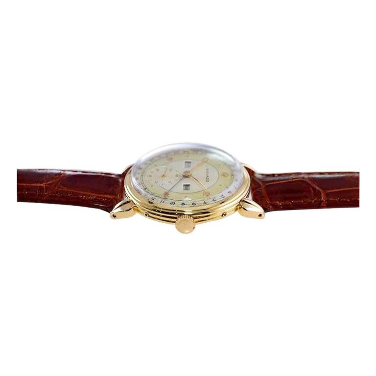 Movado 18kt. Yellow Gold Art Deco Calendar Watch from 1940's with Original Dial For Sale 7