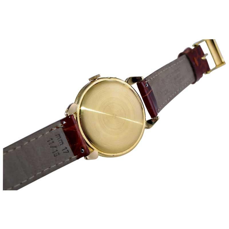 Movado 18kt. Yellow Gold Art Deco Calendar Watch from 1940's with Original Dial For Sale 8