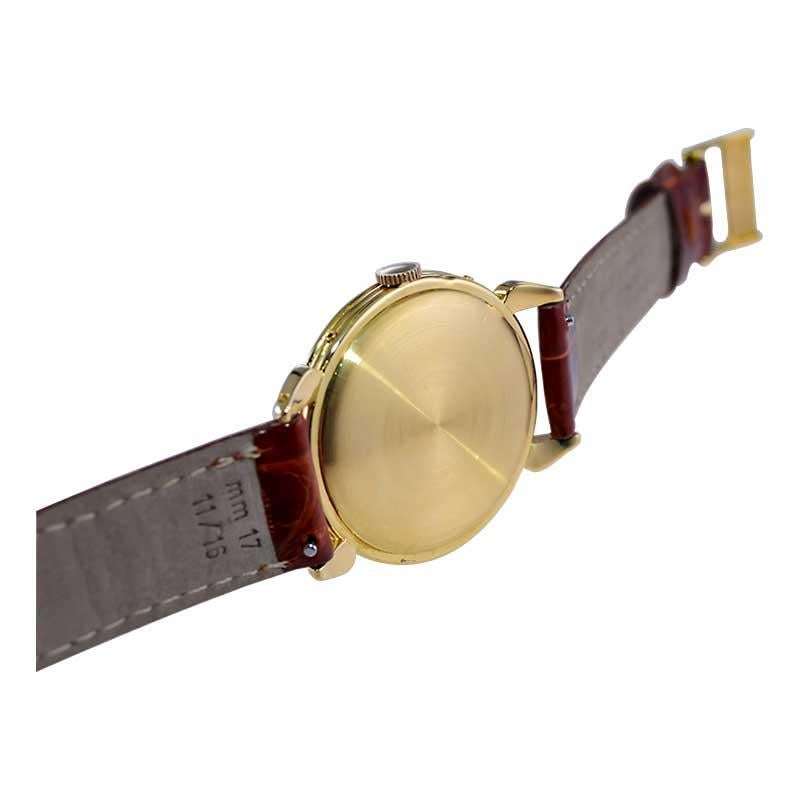 Movado 18kt. Yellow Gold Art Deco Calendar Watch from 1940's with Original Dial For Sale 9