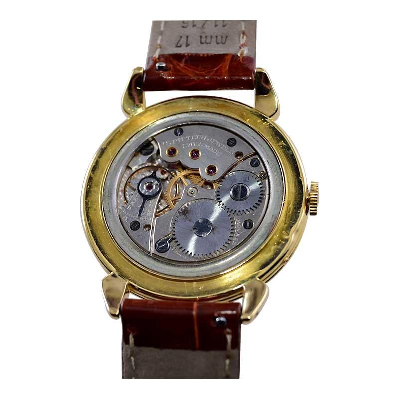 Movado 18kt. Yellow Gold Art Deco Calendar Watch from 1940's with Original Dial For Sale 12