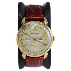 Vintage Movado 18kt. Yellow Gold Art Deco Calendar Watch from 1940's with Original Dial