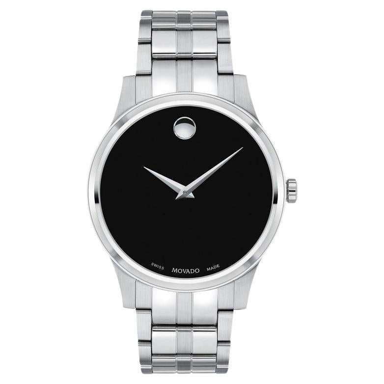 Movado 40mm Black Dial Stainless Steel Quartz Men's Watch 607533 For Sale