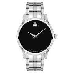 Used Movado 40mm Black Dial Stainless Steel Quartz Men's Watch 607533