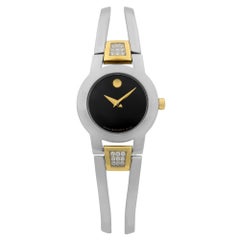 Movado Amorosa Stainless Steel Black Dial Quartz Ladies Watch 0604983