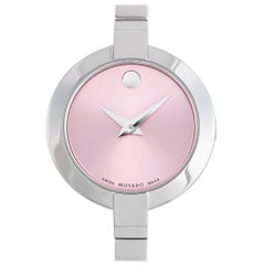 Movado Bela Pink Dial Stainless Steel Bangle Ladies Watch 0606596