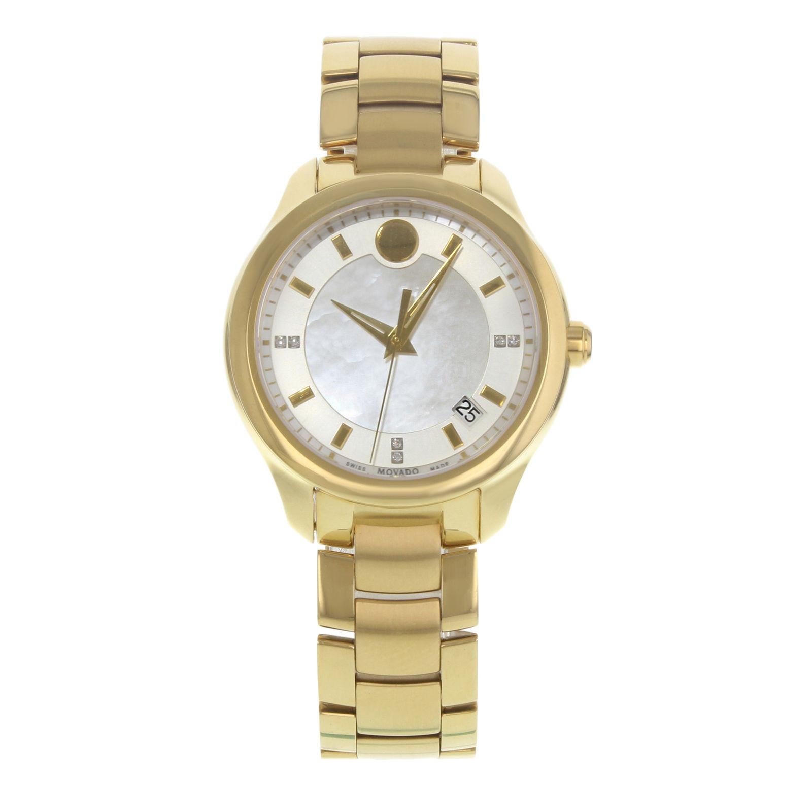Movado Bellina 0606980 Stainless Steel and Yellow Gold PVD Quartz Ladies Watch