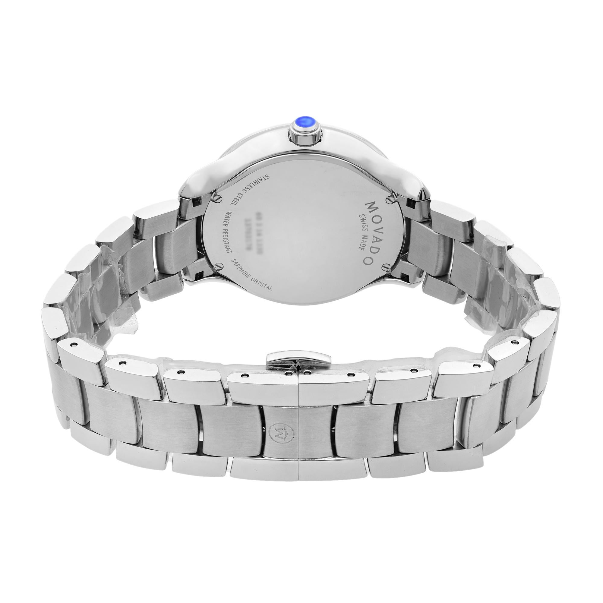 Movado Bellina Stainless Steel White Mother of Pearl Dial Ladies Watch 0606978 2