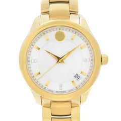 Movado Bellina Steel Yellow Gold PVD MOP Dial Quartz Ladies Watch 0606980